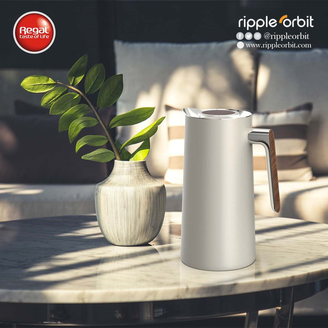 Regal by Ripple 1L Vacuum Flask, Stainless Steel Body with Glass Liner, Painted Finish