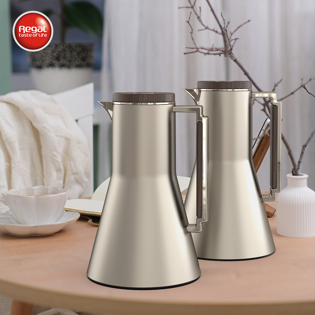 Double Wall Stainless Steel Body + Glass Liner Vacuum Jug – Set of 2