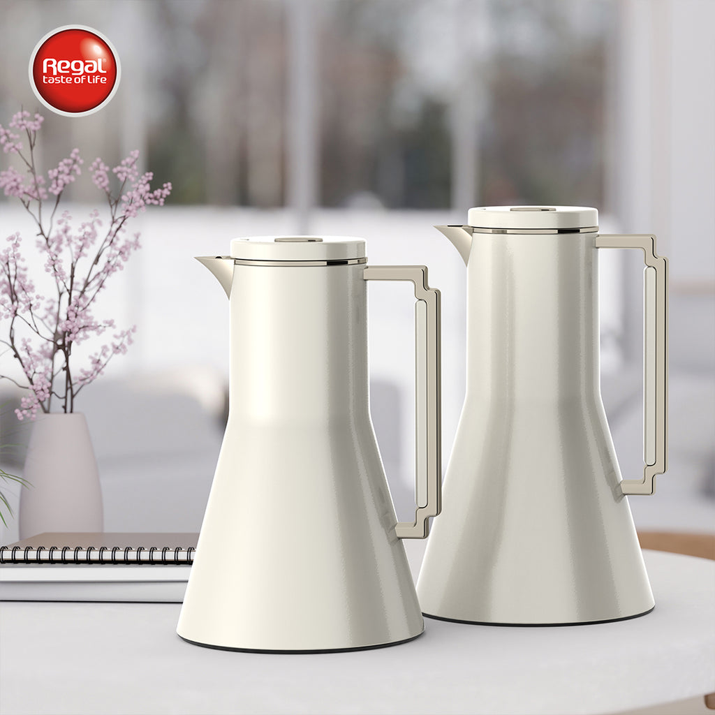 Double Wall Stainless Steel Body + Glass Liner Vacuum Jug – Set of 2
