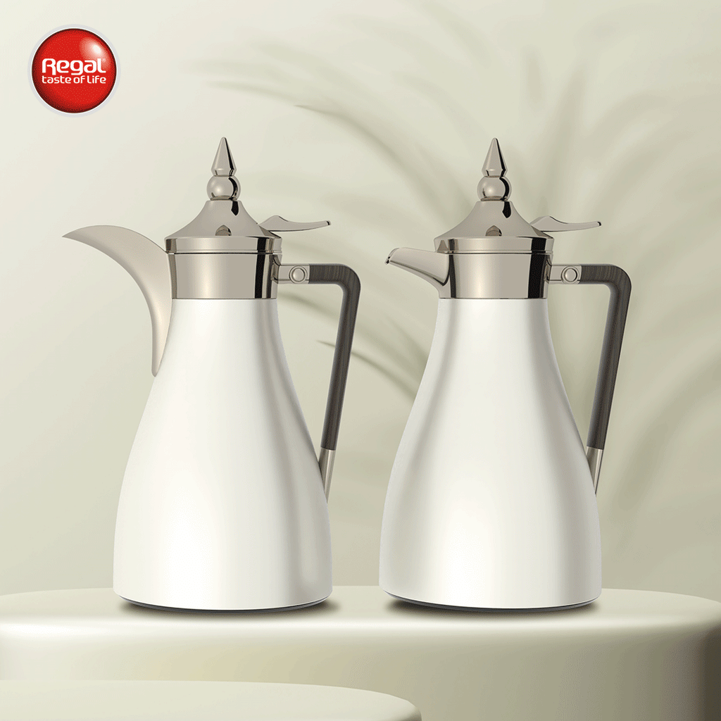 Regal by Ripple RGD19 Series 2-Piece Vacuum Flask Set (1.0 L + 1.0 L) – Stainless Steel Body with Glass Liner – Premium Arabic Coffee & Tea Thermos Set – 7 Elegant Color Variants