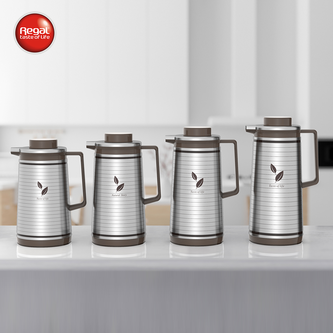 Regal by Ripple Stainless Steel Vacuum Flask – 1.0L / 1.3L / 1.6L / 1.9L – Insulated Beverage Server with Glass Liner – Hot & Cold Jug with Handle