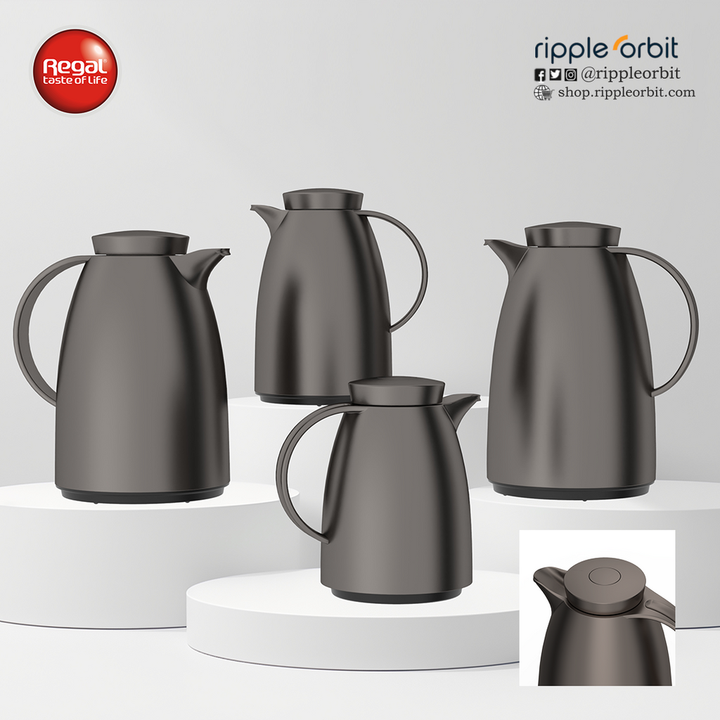 Regal by Ripple Vacuum Flask Set, ABS Body with Glass Liner, Matt Gold