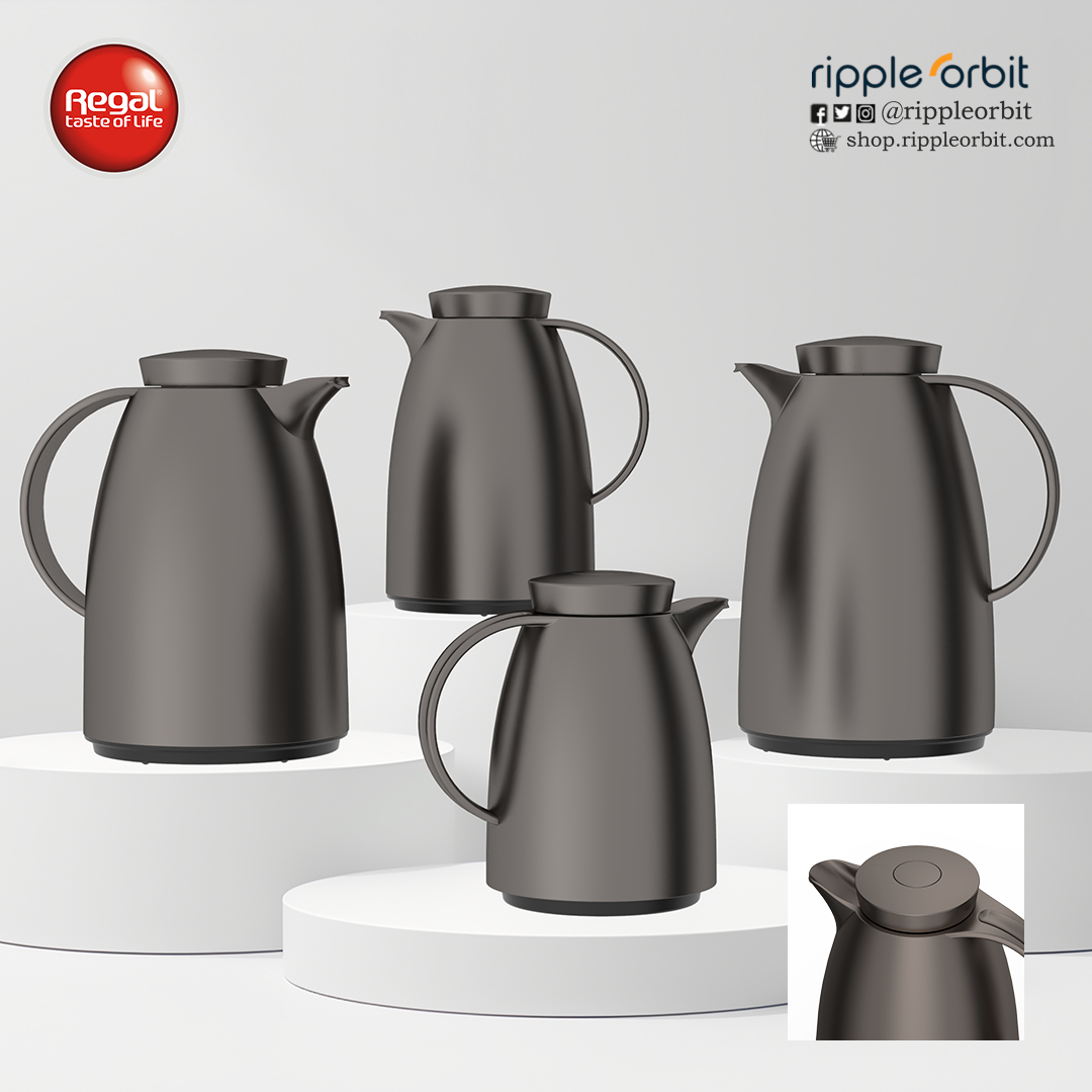 Regal by Ripple Vacuum Flask Set, ABS Body with Glass Liner, Matt Gold