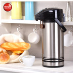 Regal by Ripple Vacuum Flask Airpot – Stainless Steel Body with Glass Liner – Pump Dispenser for Hot & Cold Beverages – Black & Silver Finish – Available in 1.0L / 1.3L / 1.6L