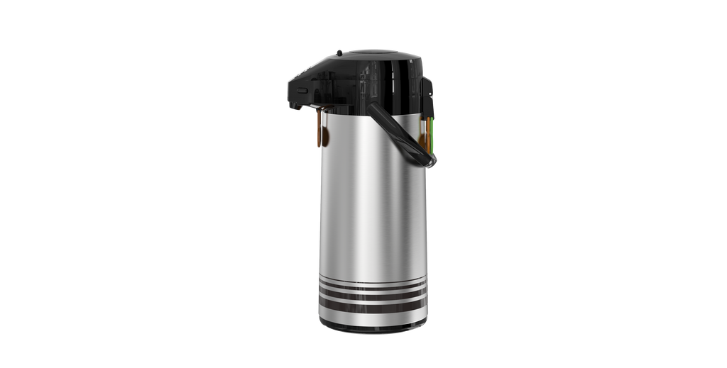 Regal by Ripple Vacuum Flask Airpot – Stainless Steel Body with Glass Liner – Pump Dispenser for Hot & Cold Beverages – Black & Silver Finish – Available in 1.0L / 1.3L / 1.6L