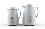 Regal by Ripple 2-Piece Arabic Thermos Set – 0.5L Coffee Flask + 1.0L Tea Flask – White with Champagne Gold Arabic Calligraphy – Glass Liner – Hot & Cold Vacuum Flask – RDU-05/10