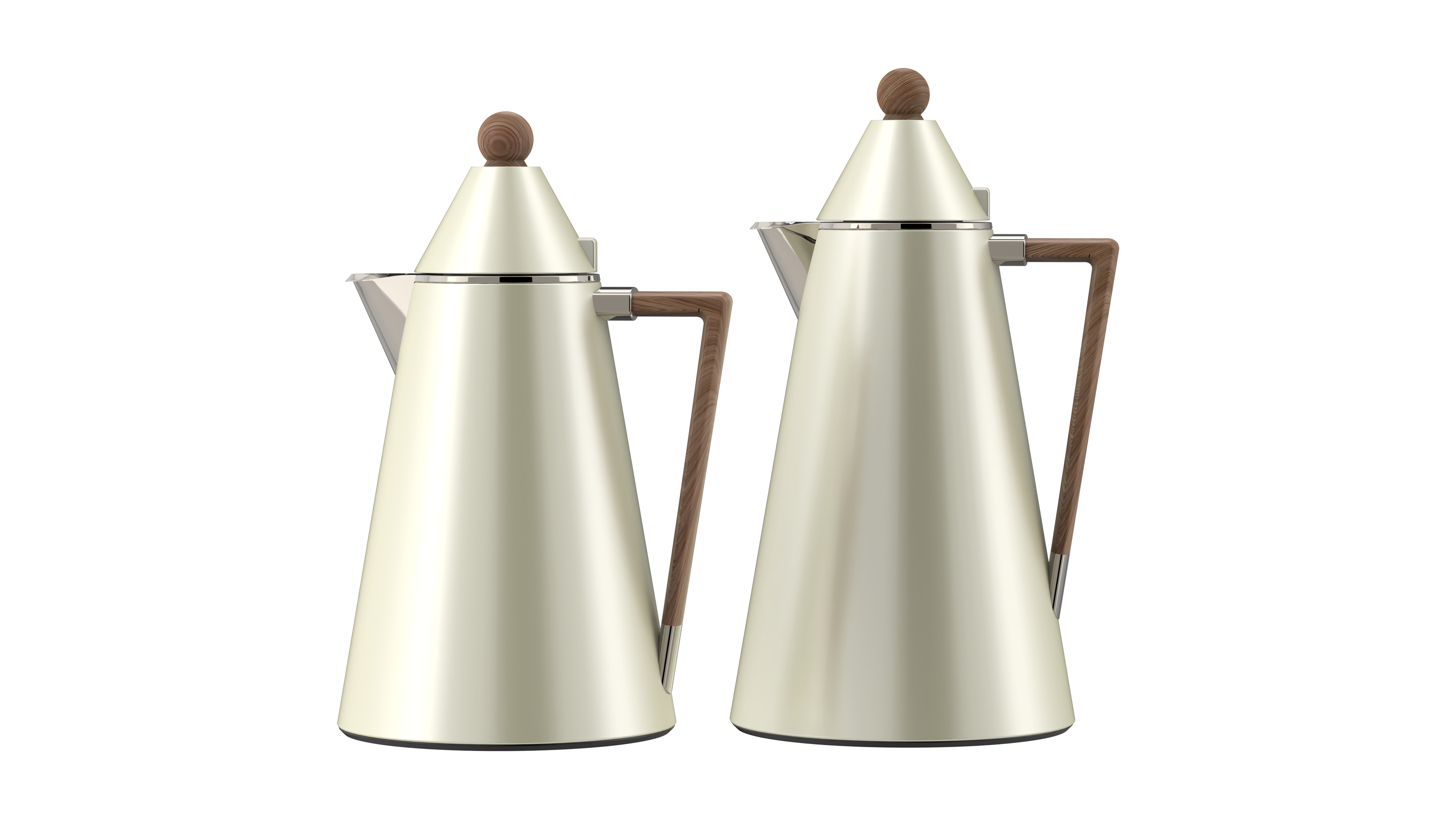 Ripple Regal Insulated Beverage Server Set (0.5L + 1.0L) – Stainless Steel Body with Glass Liner, Double-Wall Hot & Cold Flask Set, Matt Light Coffee Finish with Wooden Handle