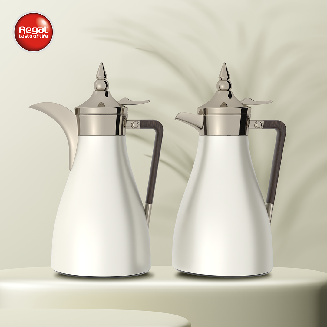 Regal by Ripple RGD19 Series 2-Piece Vacuum Flask Set (1.0 L + 1.0 L) – Stainless Steel Body with Glass Liner – Premium Arabic Coffee & Tea Thermos Set – 7 Elegant Color Variants