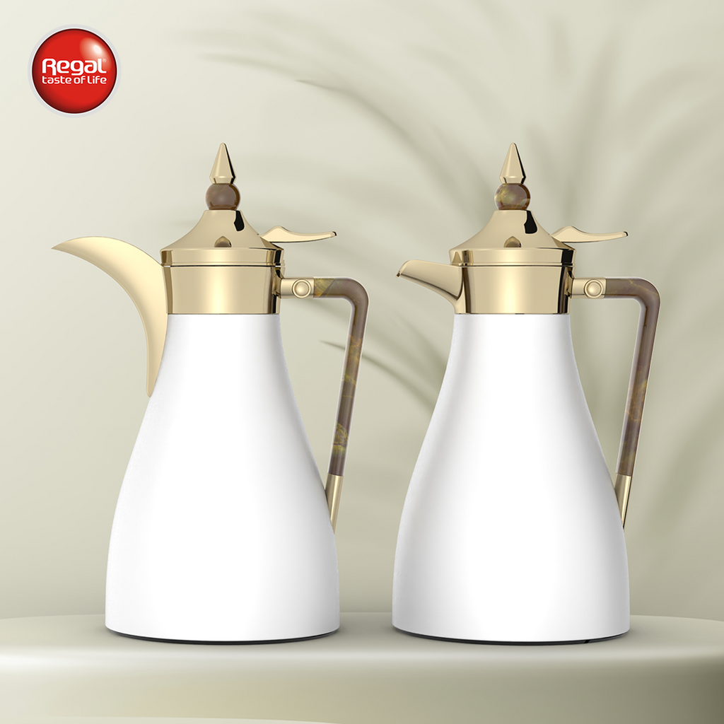 Regal by Ripple RGD19 Series 2-Piece Vacuum Flask Set (1.0 L + 1.0 L) – Stainless Steel Body with Glass Liner – Premium Arabic Coffee & Tea Thermos Set – 7 Elegant Color Variants