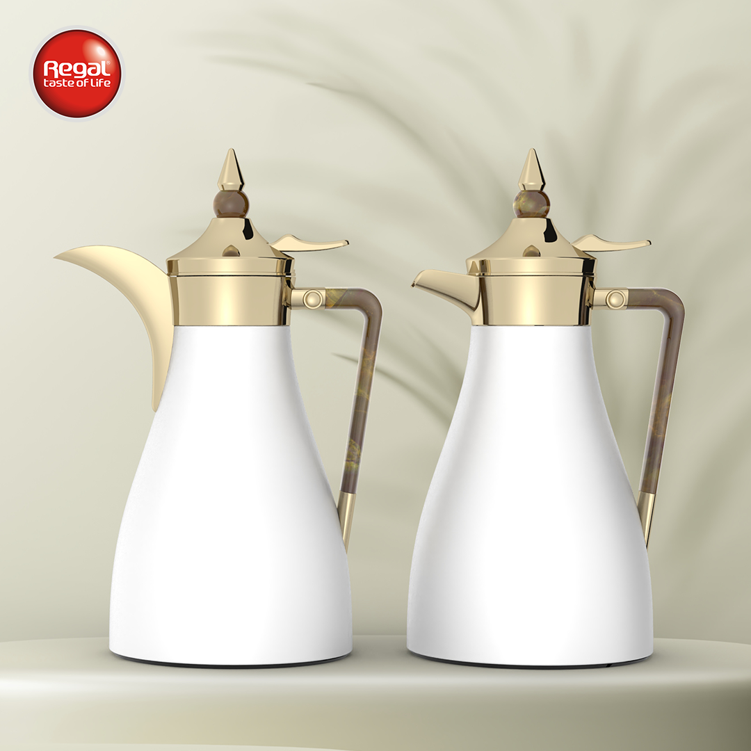 Regal by Ripple RGD19 Series 2-Piece Vacuum Flask Set (1.0 L + 1.0 L) – Stainless Steel Body with Glass Liner – Premium Arabic Coffee & Tea Thermos Set – 7 Elegant Color Variants