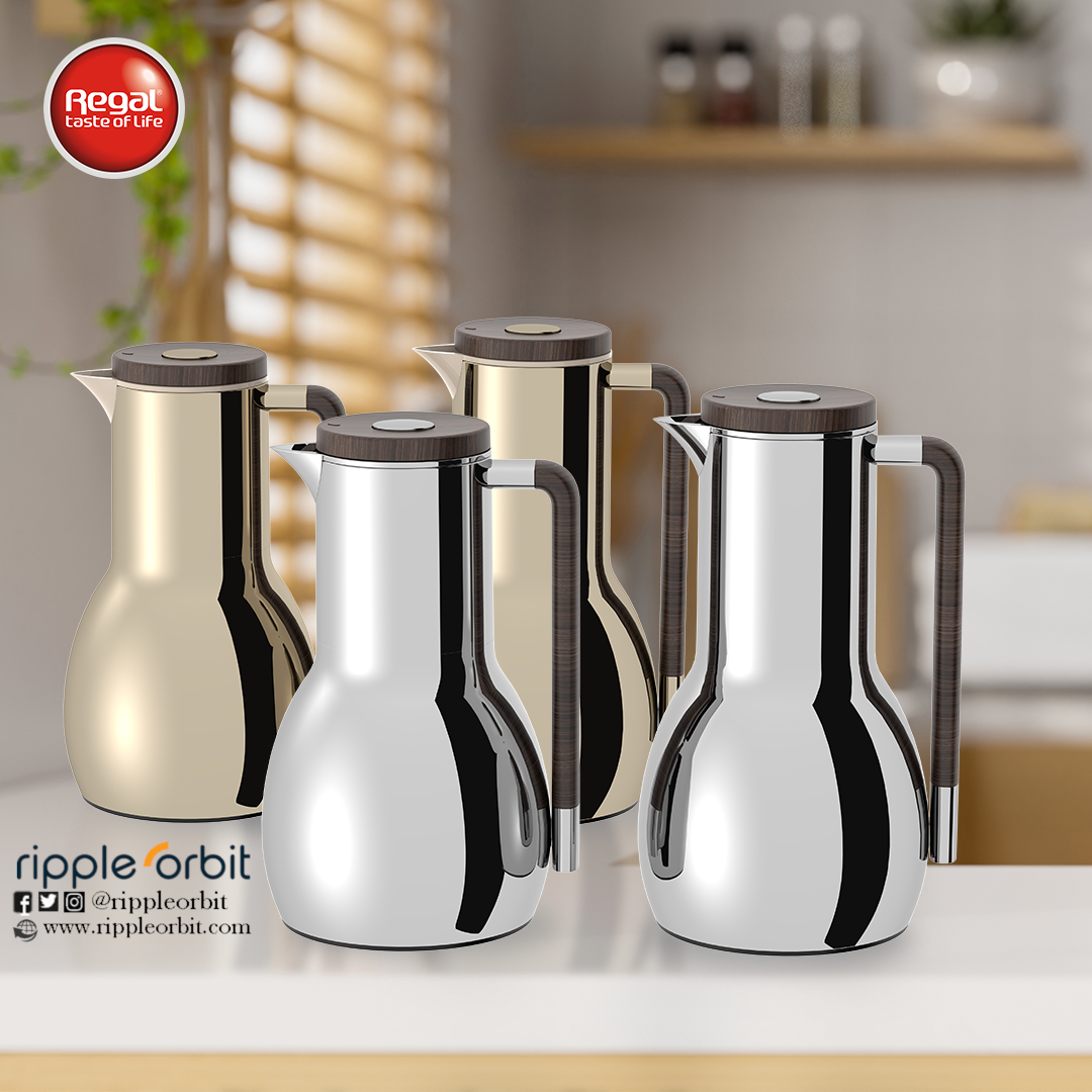 Regal by Ripple 2-Piece Vacuum Flask Set – Stainless Steel Body with Glass Liner – Double-Wall Insulated Thermal Jug Set (0.7 L + 1.0 L) – 6 Elegant Colors