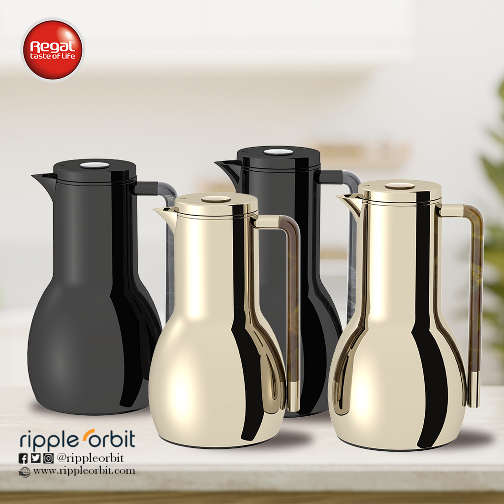 Regal by Ripple 2-Piece Vacuum Flask Set – Stainless Steel Body with Glass Liner – Double-Wall Insulated Thermal Jug Set (0.7 L + 1.0 L) – 6 Elegant Colors