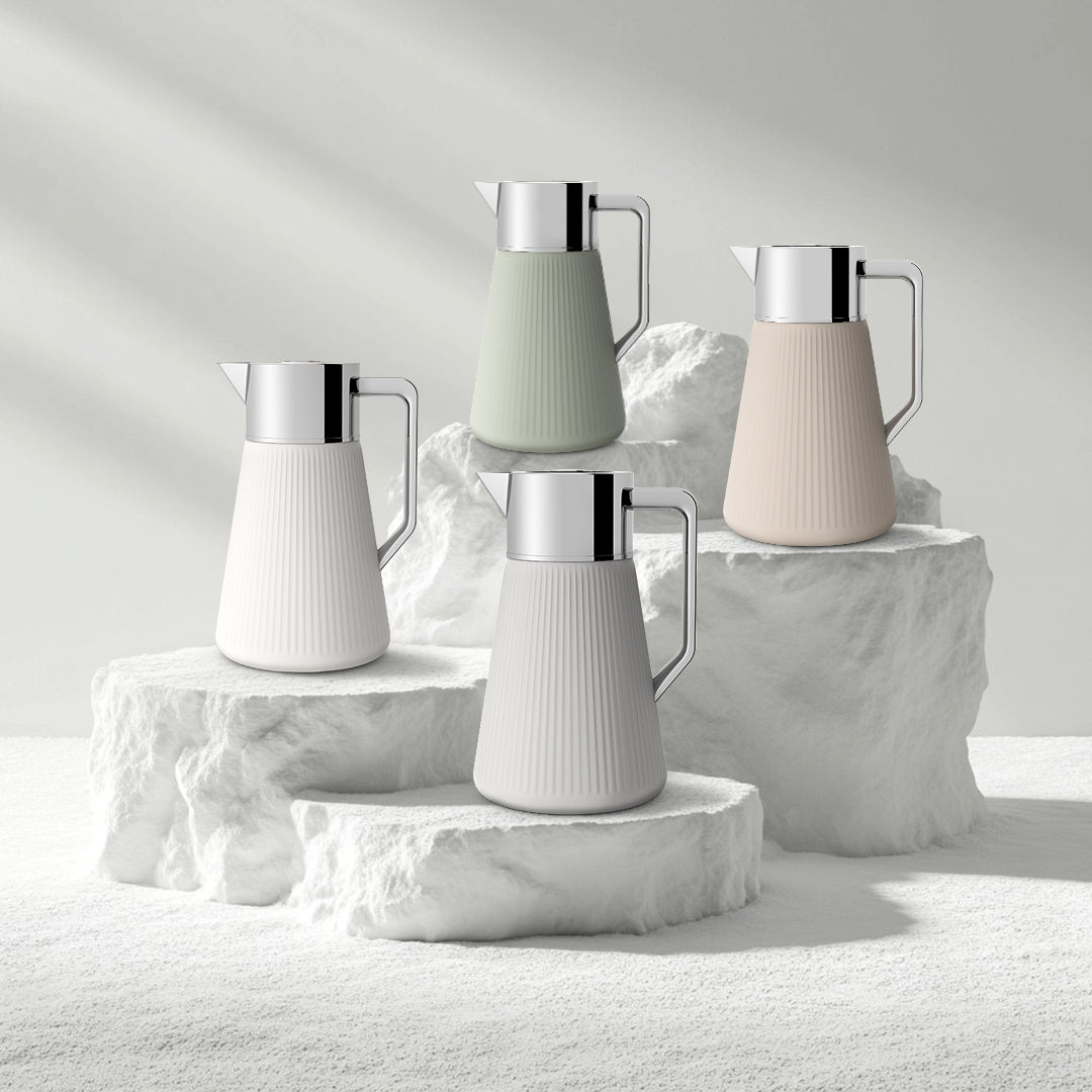 Ripple Regal Insulated Beverage Server – Plastic Body with Glass Liner, Ribbed Modern Design (0.5L / 1.0L, 4 Colors Available)