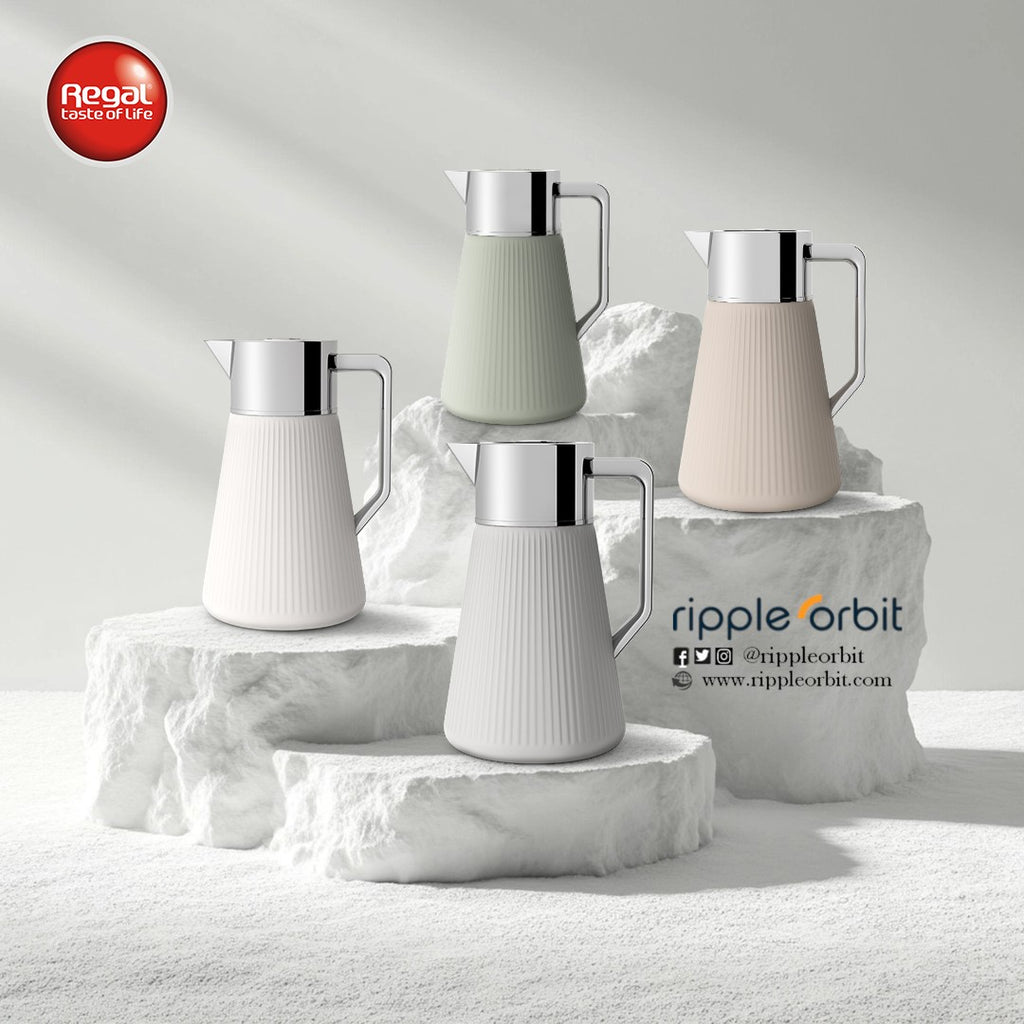 Ripple Regal Insulated Beverage Server – Plastic Body with Glass Liner, Ribbed Modern Design (0.5L / 1.0L, 4 Colors Available)