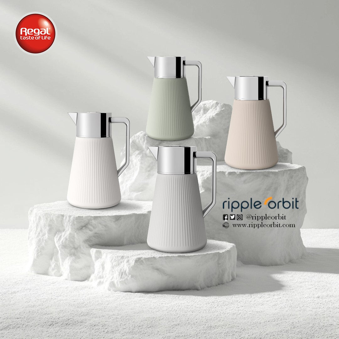 Ripple Regal Insulated Beverage Server – Plastic Body with Glass Liner, Ribbed Modern Design (0.5L / 1.0L, 4 Colors Available)