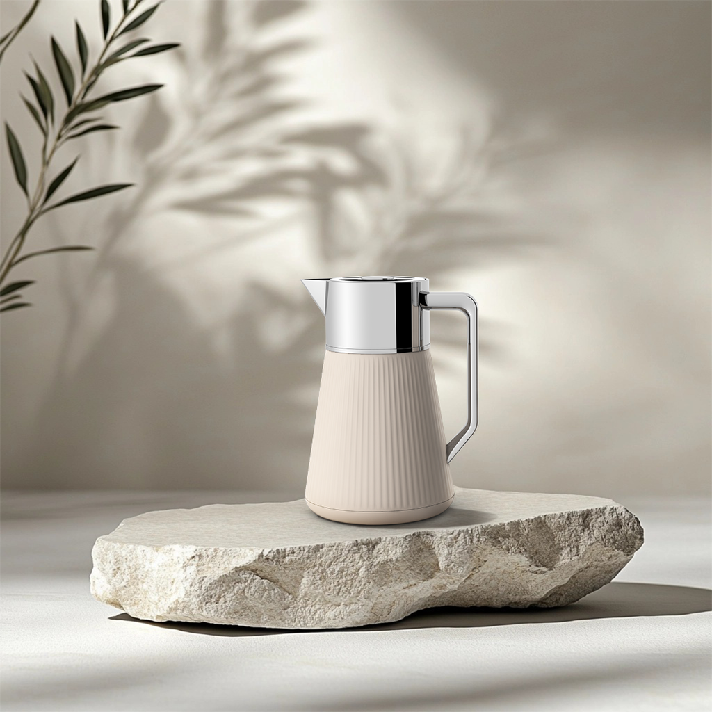 Ripple Regal Insulated Beverage Server – Plastic Body with Glass Liner, Ribbed Modern Design (0.5L / 1.0L, 4 Colors Available)