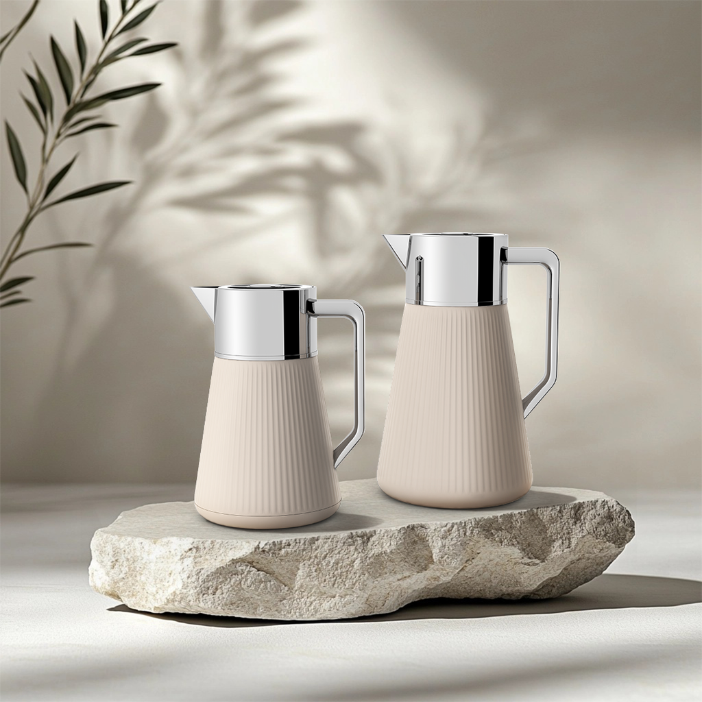 Ripple Regal Insulated Beverage Server – Plastic Body with Glass Liner, Ribbed Modern Design (0.5L / 1.0L, 4 Colors Available)