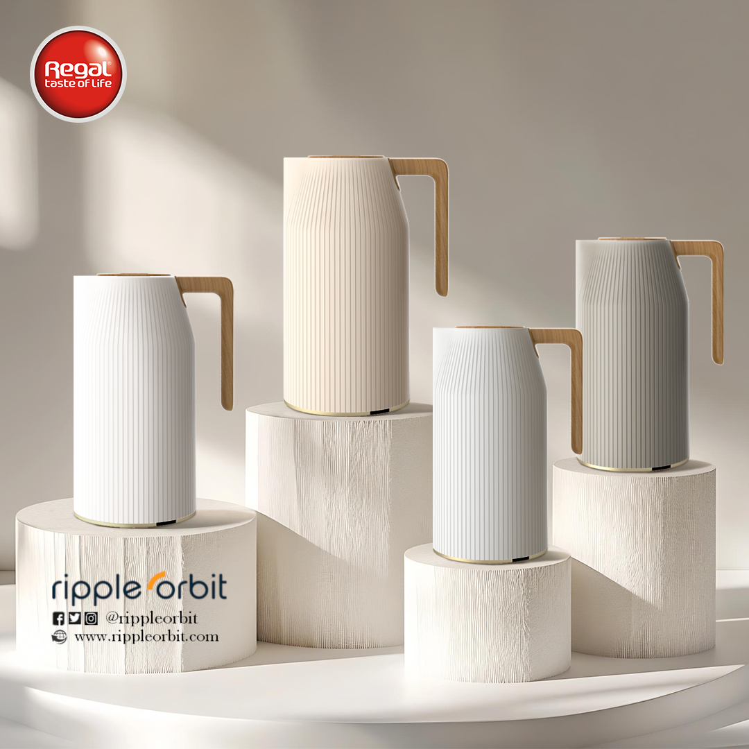 Ripple Regal Insulated Beverage Server – 1.0L Plastic Body with Glass Liner, Modern Ribbed Design (4 Colors Available)