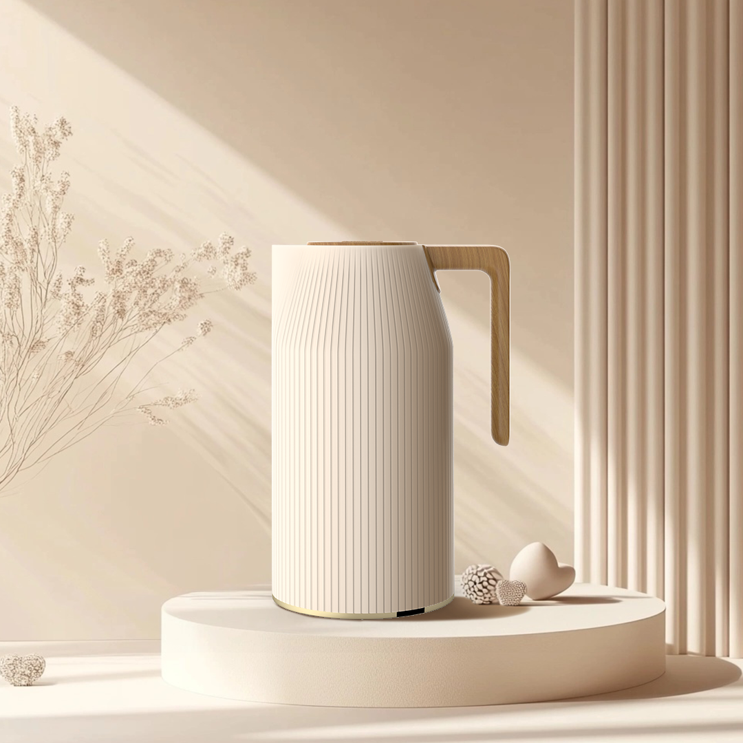 Ripple Regal Insulated Beverage Server – 1.0L Plastic Body with Glass Liner, Modern Ribbed Design (4 Colors Available)