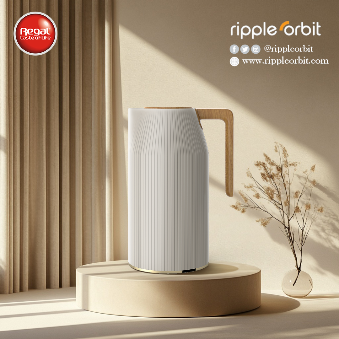 Ripple Regal Insulated Beverage Server – 1.0L Plastic Body with Glass Liner, Modern Ribbed Design (4 Colors Available)