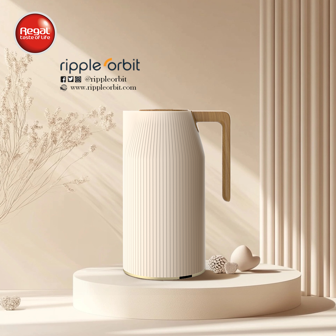 Ripple Regal Insulated Beverage Server – 1.0L Plastic Body with Glass Liner, Modern Ribbed Design (4 Colors Available)