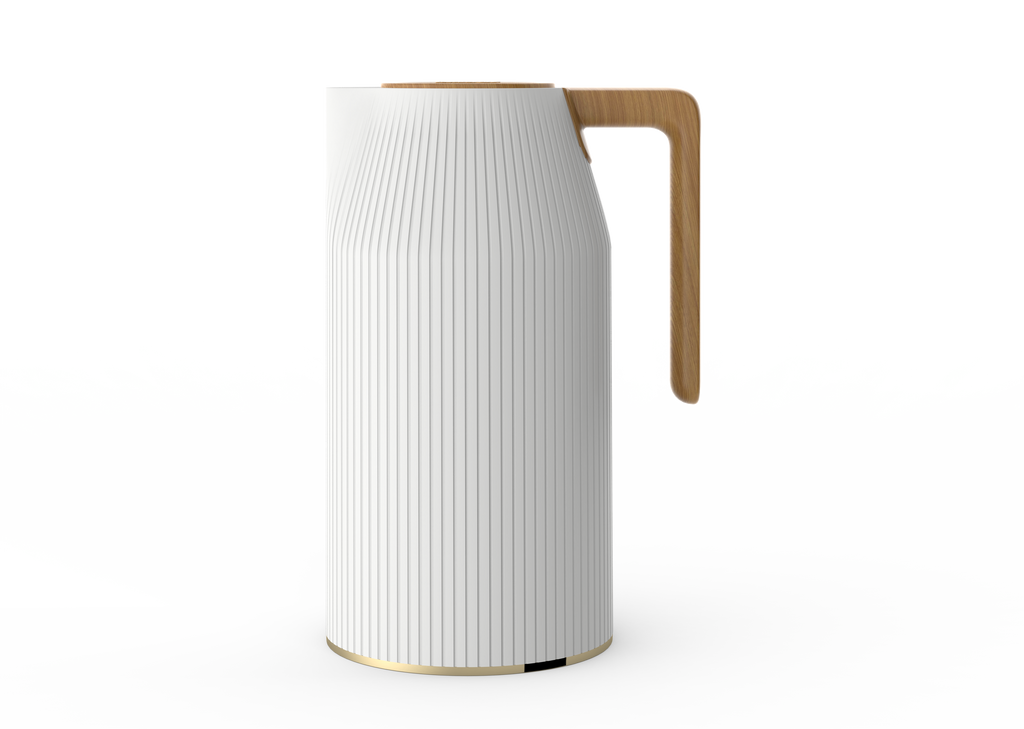 Ripple Regal Insulated Beverage Server – 1.0L Plastic Body with Glass Liner, Ribbed Design with Wooden Handle (4 Colors Available)