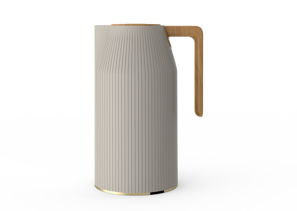 Ripple Regal Insulated Beverage Server – 1.0L Plastic Body with Glass Liner, Ribbed Design with Wooden Handle (4 Colors Available)