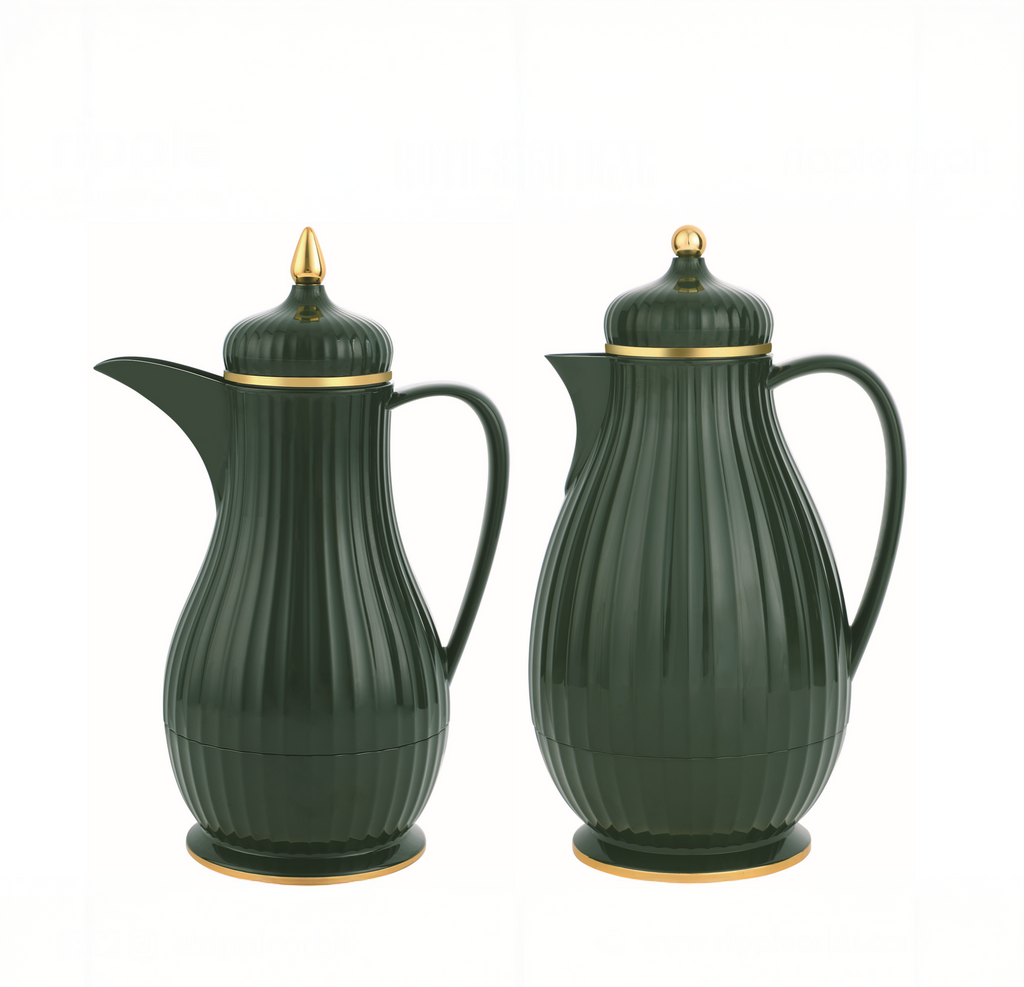 Regal by Ripple 2-Piece Premium Thermos Set – 0.35L Coffee Flask + 0.6L Tea Flask – Dark Green, Dark Gray, Ivory, Light Coffee, Light Smoke Gray – ABS Body with Glass Liner