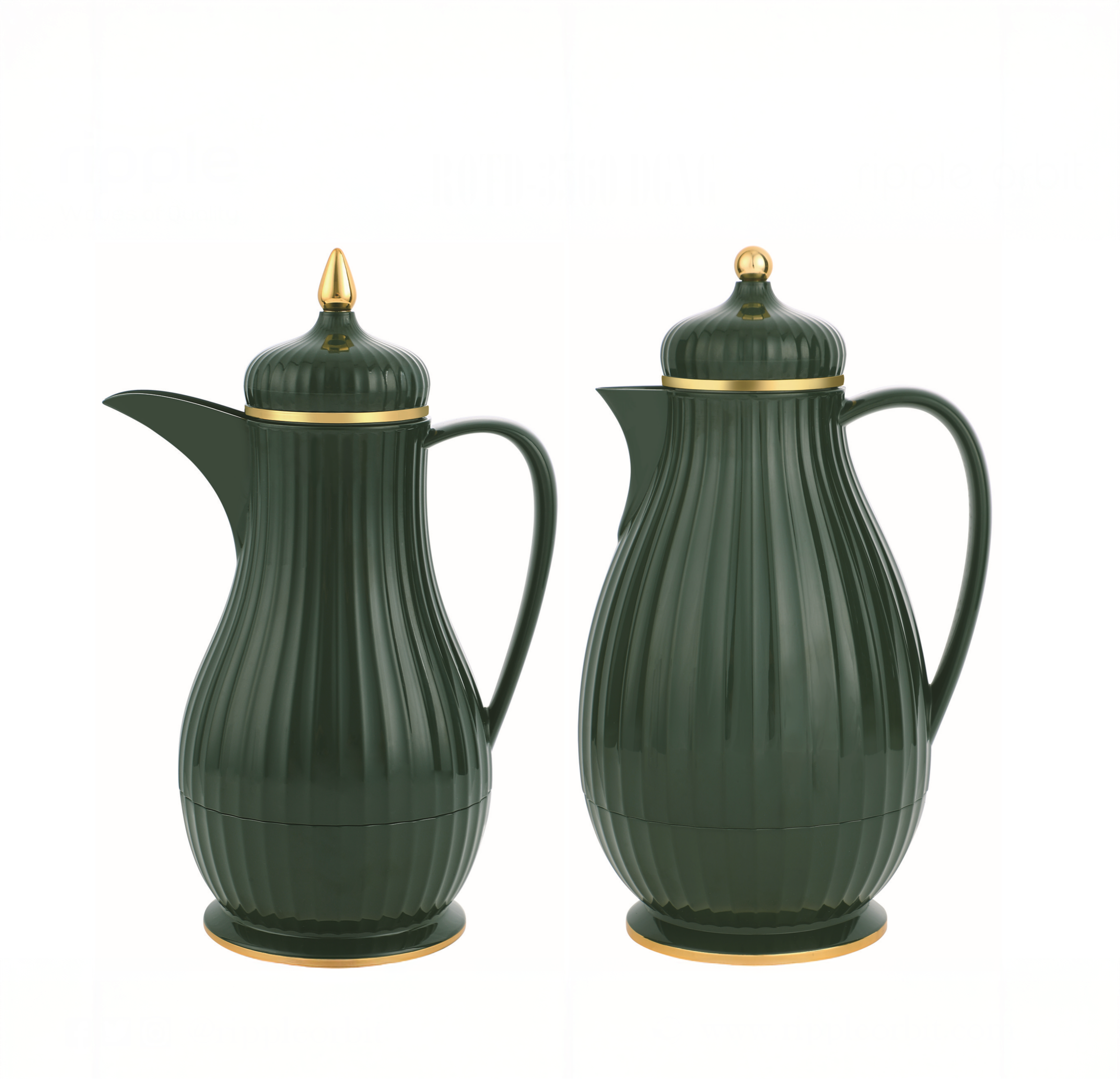 Regal by Ripple 2-Piece Premium Thermos Set – 0.35L Coffee Flask + 0.6L Tea Flask – Dark Green, Dark Gray, Ivory, Light Coffee, Light Smoke Gray – ABS Body with Glass Liner