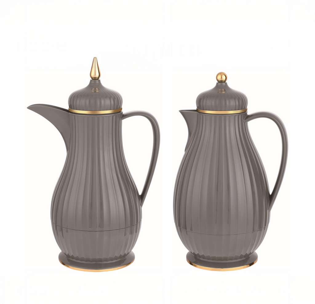 Regal by Ripple 2-Piece Premium Thermos Set – 0.35L Coffee Flask + 0.6L Tea Flask – Dark Green, Dark Gray, Ivory, Light Coffee, Light Smoke Gray – ABS Body with Glass Liner