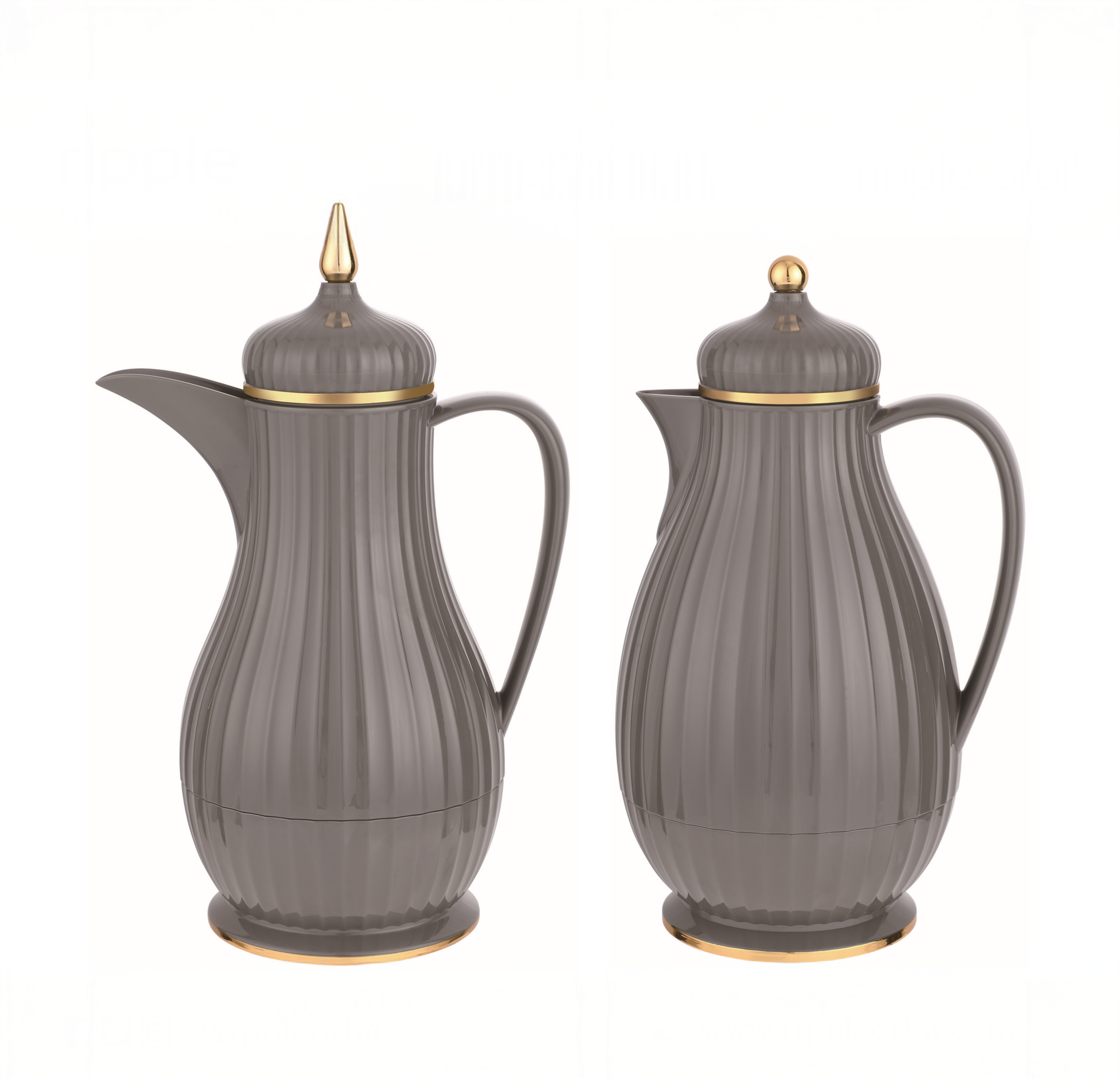 Regal by Ripple 2-Piece Premium Thermos Set – 0.35L Coffee Flask + 0.6L Tea Flask – Dark Green, Dark Gray, Ivory, Light Coffee, Light Smoke Gray – ABS Body with Glass Liner