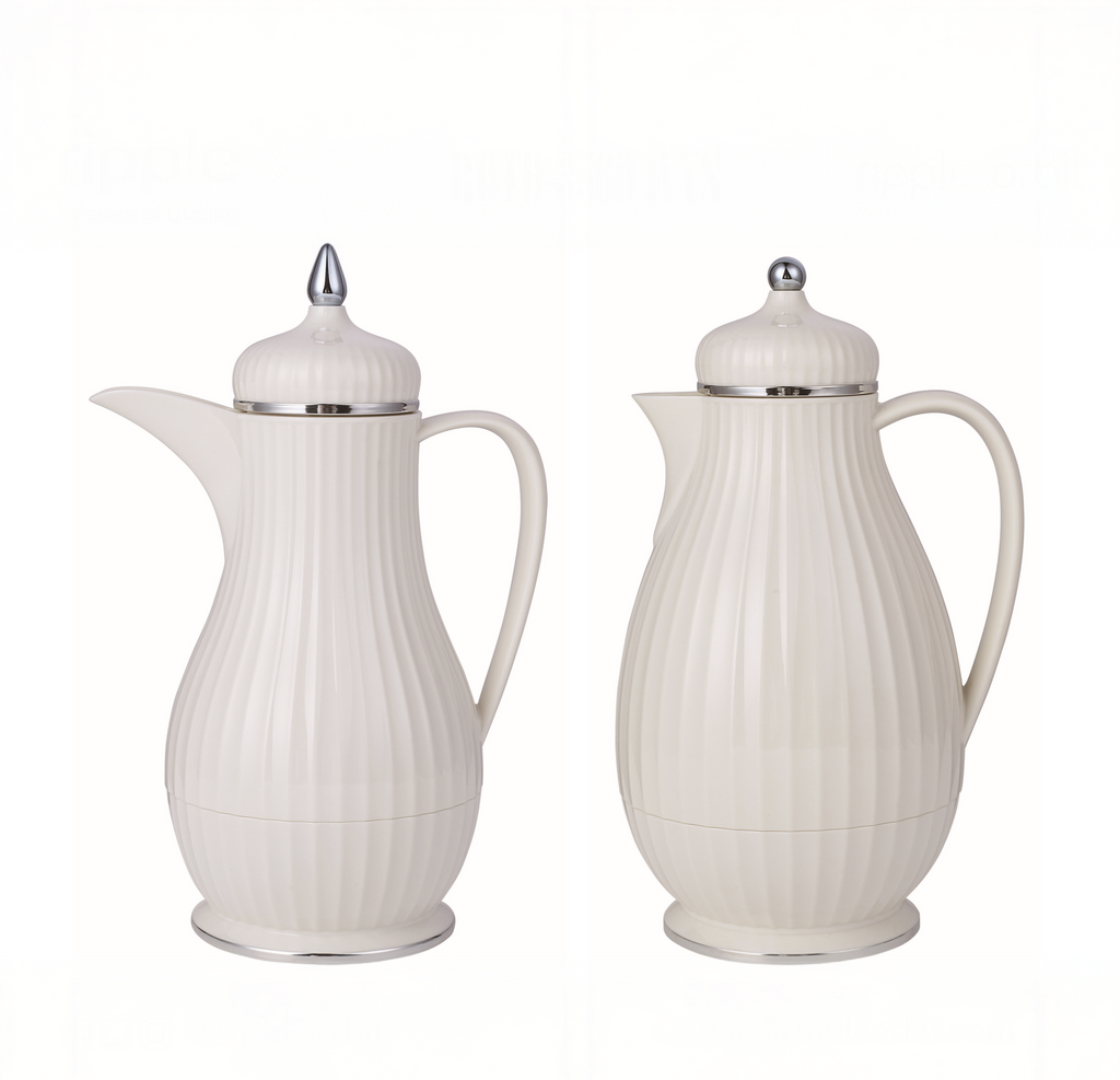 Regal by Ripple 2-Piece Premium Thermos Set – 0.35L Coffee Flask + 0.6L Tea Flask – Dark Green, Dark Gray, Ivory, Light Coffee, Light Smoke Gray – ABS Body with Glass Liner