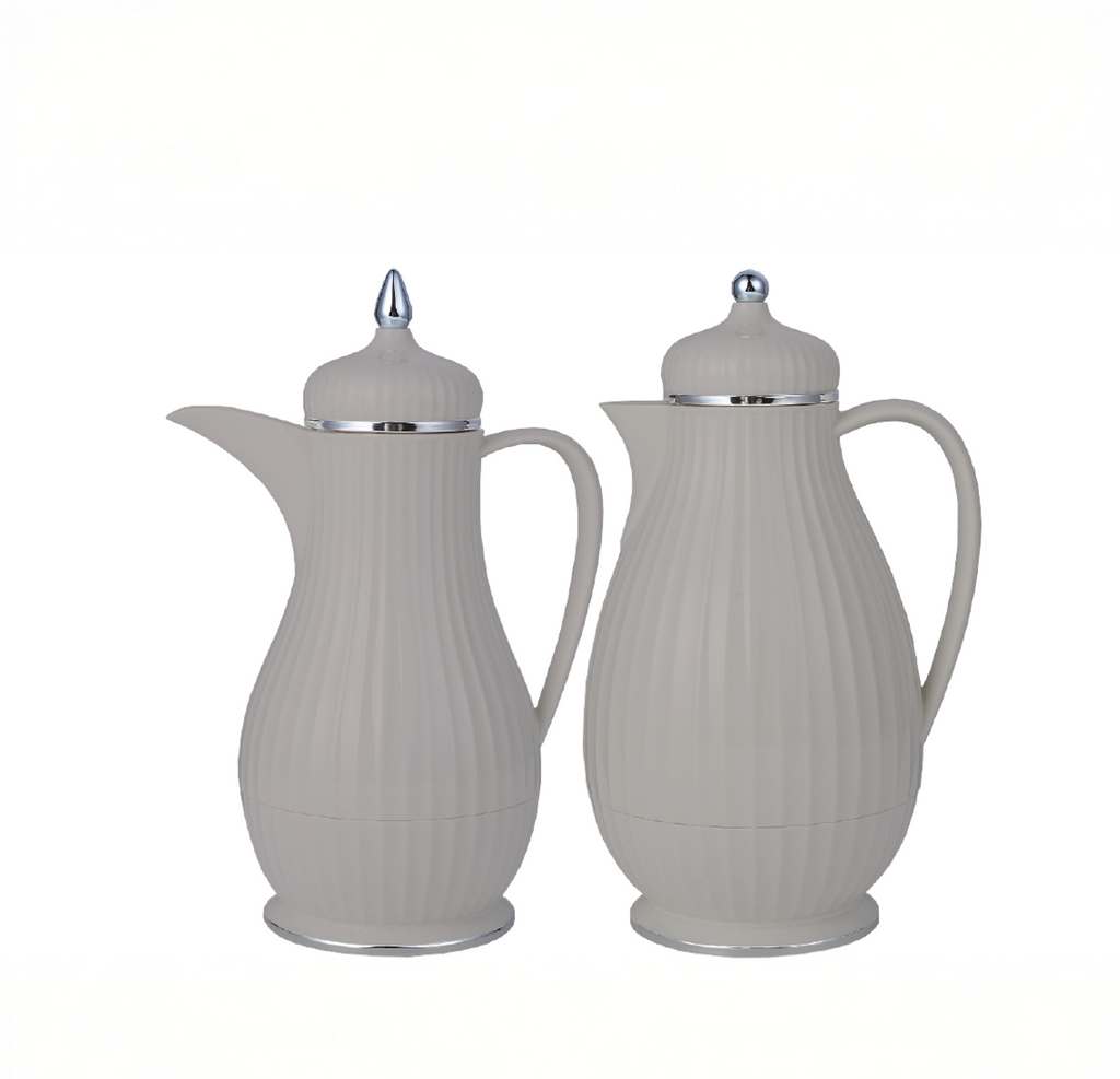 Regal by Ripple 2-Piece Premium Thermos Set – 0.35L Coffee Flask + 0.6L Tea Flask – Dark Green, Dark Gray, Ivory, Light Coffee, Light Smoke Gray – ABS Body with Glass Liner