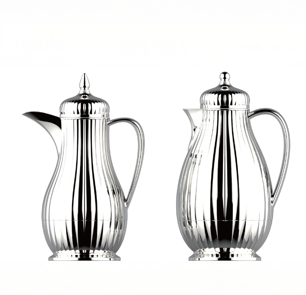 Regal by Ripple Luxury 2-Piece Thermos Set – 0.35L Coffee Flask + 0.6L Tea Flask – Gold / Silver / Jet Black – ABS Body with Glass Liner – Hot & Cold Vacuum Flask