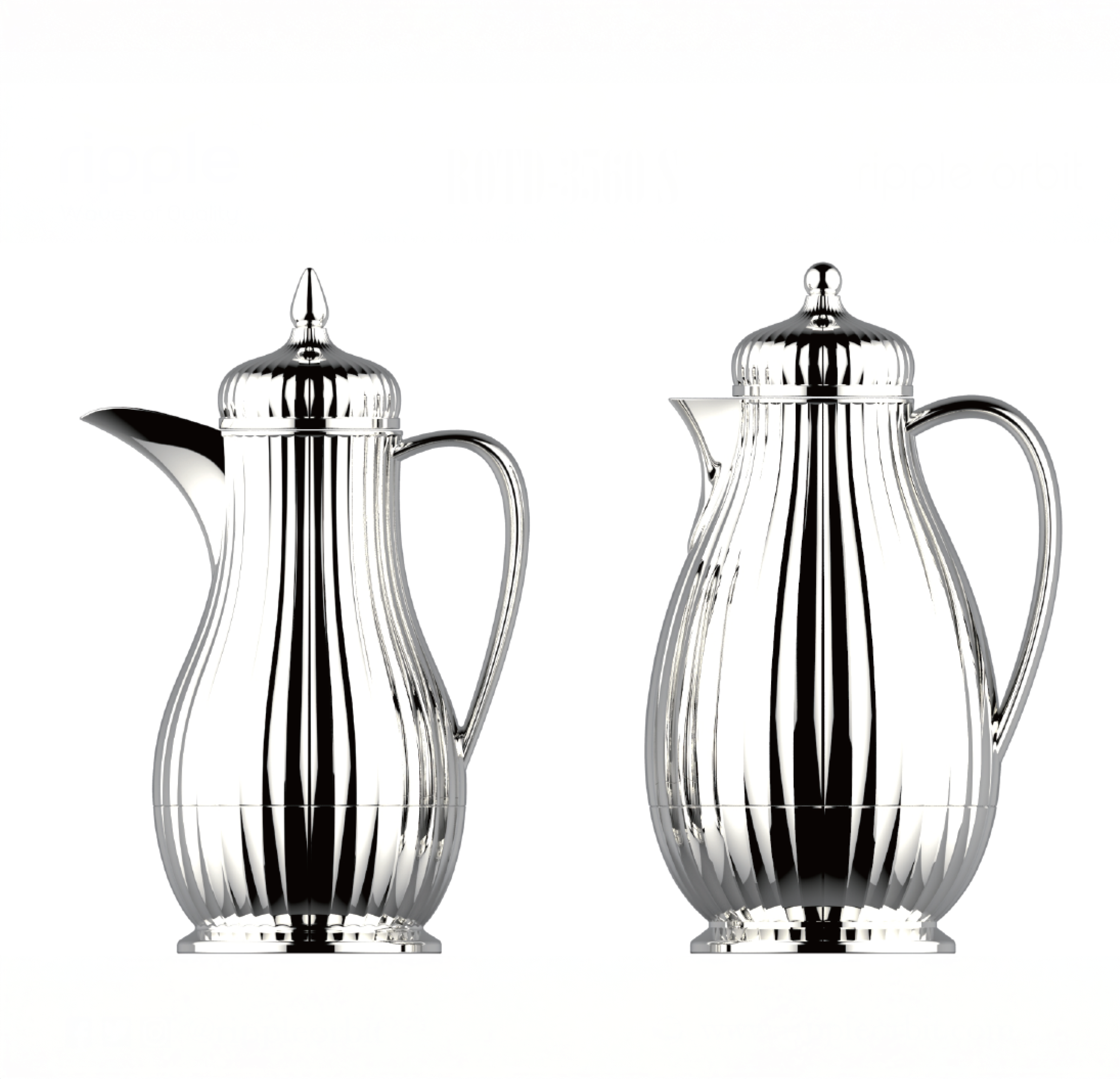 Regal by Ripple Luxury 2-Piece Thermos Set – 0.35L Coffee Flask + 0.6L Tea Flask – Gold / Silver / Jet Black – ABS Body with Glass Liner – Hot & Cold Vacuum Flask