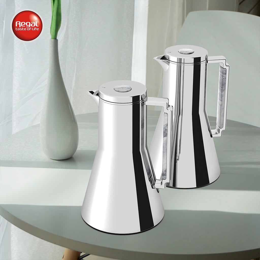 Double Wall Stainless Steel Body + Glass Liner Vacuum Jug – Set of 2