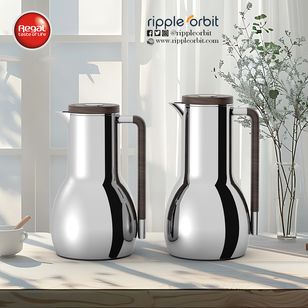 Regal by Ripple 2-Piece Vacuum Flask Set – Stainless Steel Body with Glass Liner – Double-Wall Insulated Thermal Jug Set (0.7 L + 1.0 L) – 6 Elegant Colors