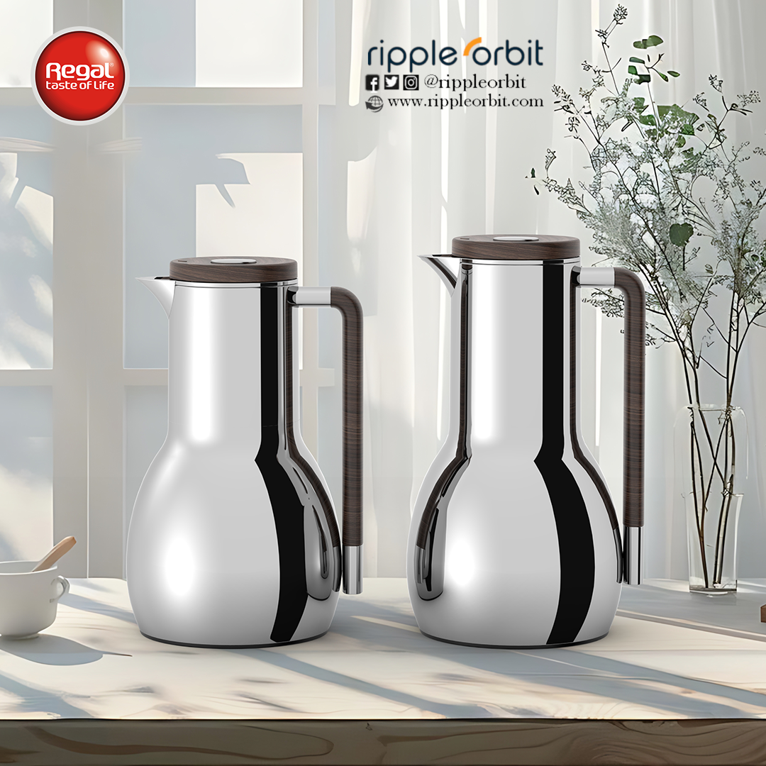 Regal by Ripple 2-Piece Vacuum Flask Set – Stainless Steel Body with Glass Liner – Double-Wall Insulated Thermal Jug Set (0.7 L + 1.0 L) – 6 Elegant Colors