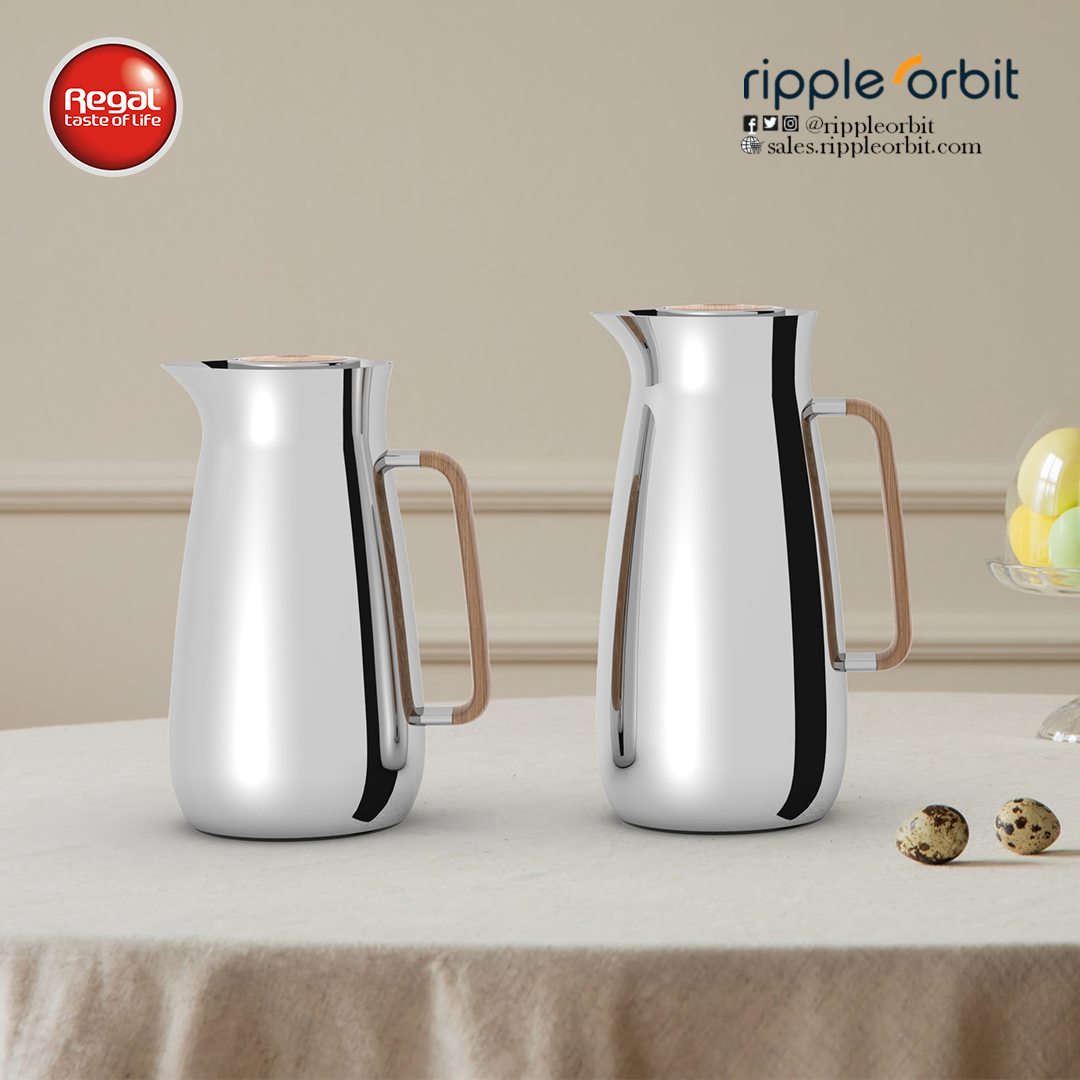 Regal by Ripple 0.8L & 1L Vacuum Insulated Flask Set – Double Wall Stainless Steel with Glass Liner, Hot & Cold Beverage Server, Luxury Coffee & Tea Jug Set (2 Pieces)