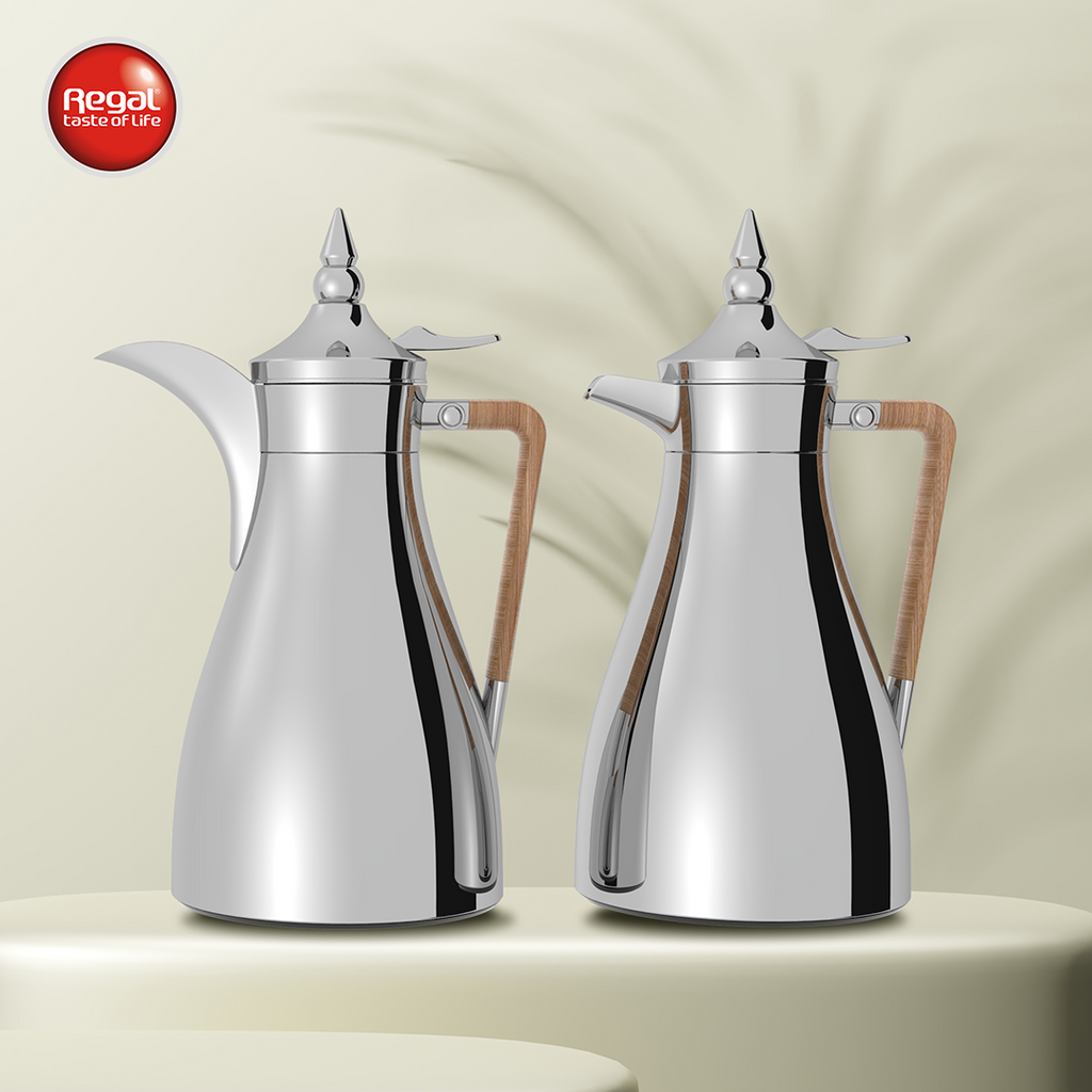 Regal by Ripple RGD19 Series 2-Piece Vacuum Flask Set (1.0 L + 1.0 L) – Stainless Steel Body with Glass Liner – Premium Arabic Coffee & Tea Thermos Set – 7 Elegant Color Variants