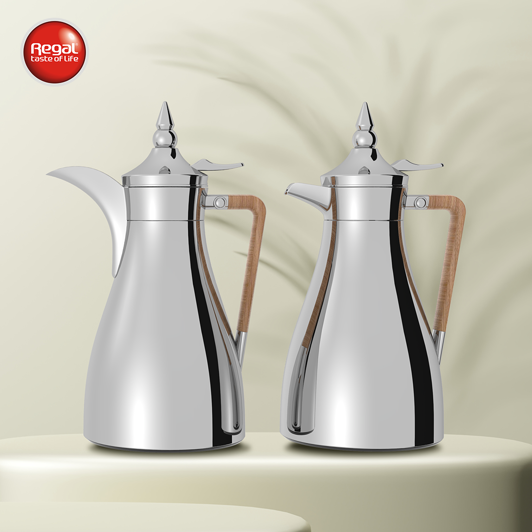 Regal by Ripple RGD19 Series 2-Piece Vacuum Flask Set (1.0 L + 1.0 L) – Stainless Steel Body with Glass Liner – Premium Arabic Coffee & Tea Thermos Set – 7 Elegant Color Variants