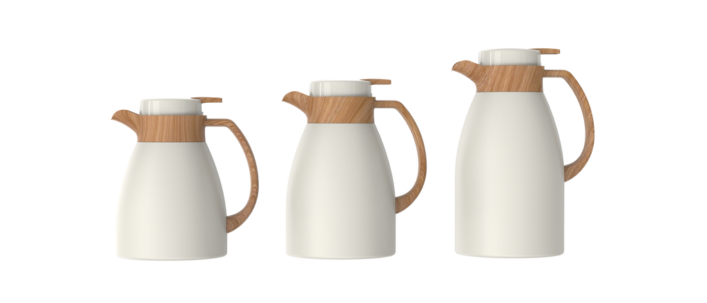 Regal by Ripple Nordic Style Vacuum Flask – Stainless Steel Body with Glass Liner – Wooden Texture Handle & Lid – Double Wall Insulated – Available in 1.3L / 1.6L / 1.9L