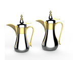 Regal Double Wall Vacuum Flask Set Stainless Steel 0.7L & 1L –Gold silver