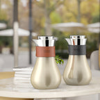 Regal by Ripple TSC09Q Series 0.7 L Vacuum Flask – Double-Wall Stainless-Steel Body & Liner – Dark Beige Finish with Leather Grip (Black or Brown) – Elegant Modern Coffee & Tea Jug