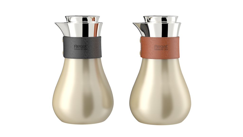 Regal by Ripple TSC09Q Series 0.7 L Vacuum Flask – Double-Wall Stainless-Steel Body & Liner – Dark Beige Finish with Leather Grip (Black or Brown) – Elegant Modern Coffee & Tea Jug
