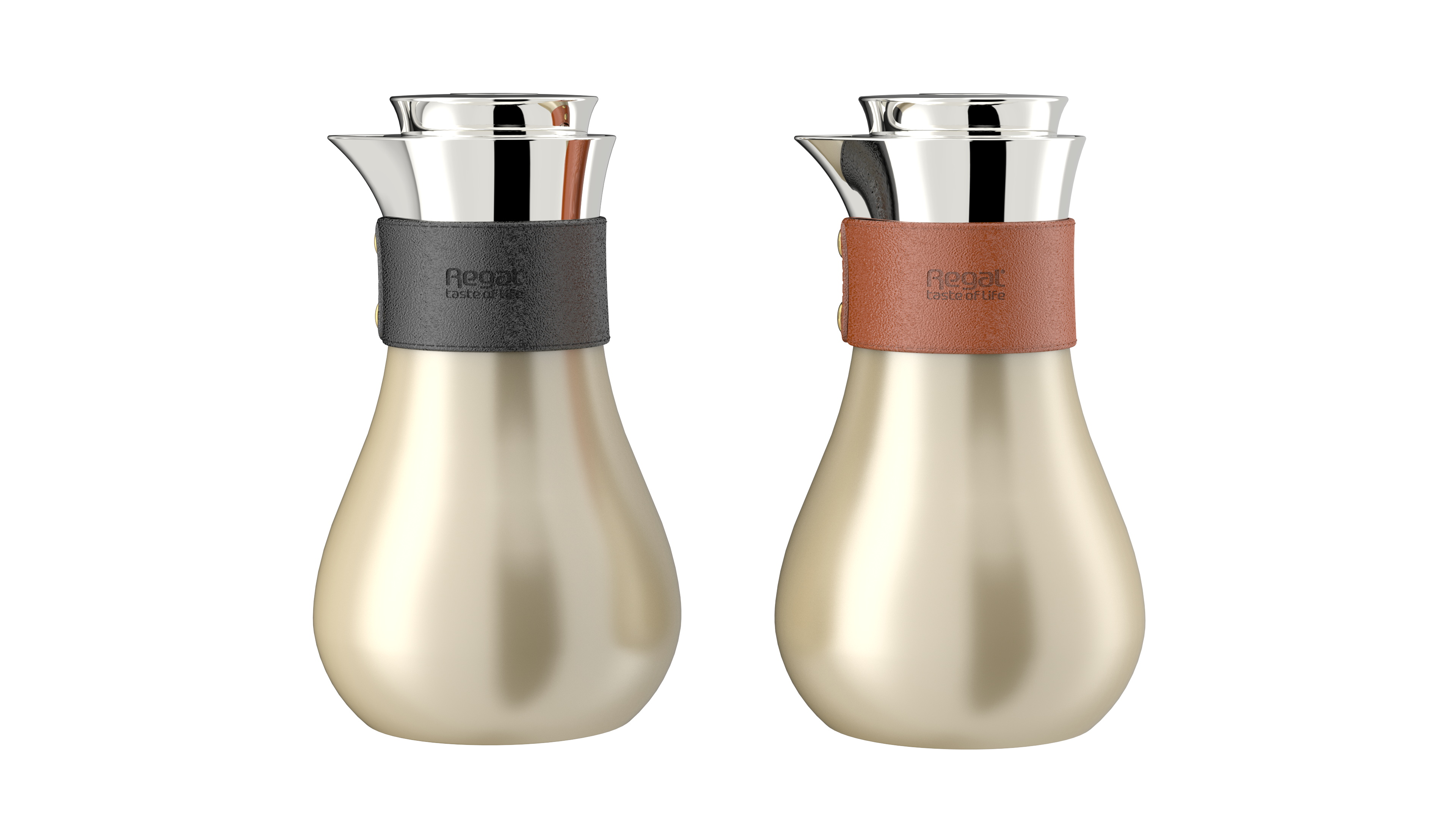 Regal by Ripple TSC09Q Series 0.7 L Vacuum Flask – Double-Wall Stainless-Steel Body & Liner – Dark Beige Finish with Leather Grip (Black or Brown) – Elegant Modern Coffee & Tea Jug