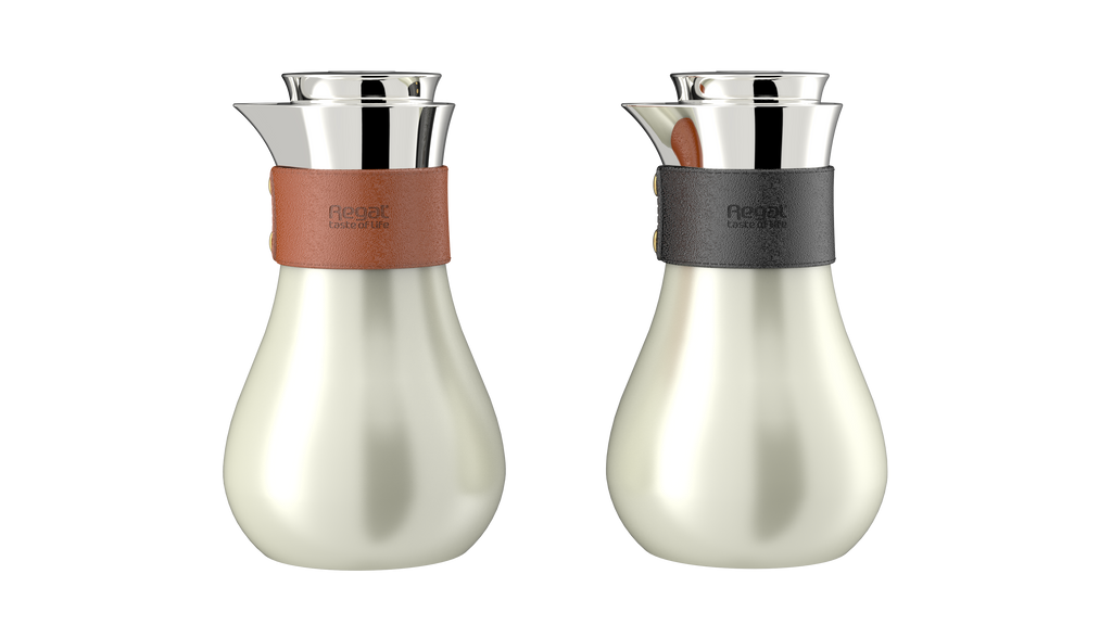 Regal by Ripple TSC09Q-07GS Beige – 0.7L Premium Vacuum Flask | Double-Wall Stainless Steel Body & Liner | Beige Finish with Black/Brown Leather Grip | Elegant Modern Coffee & Tea Jug