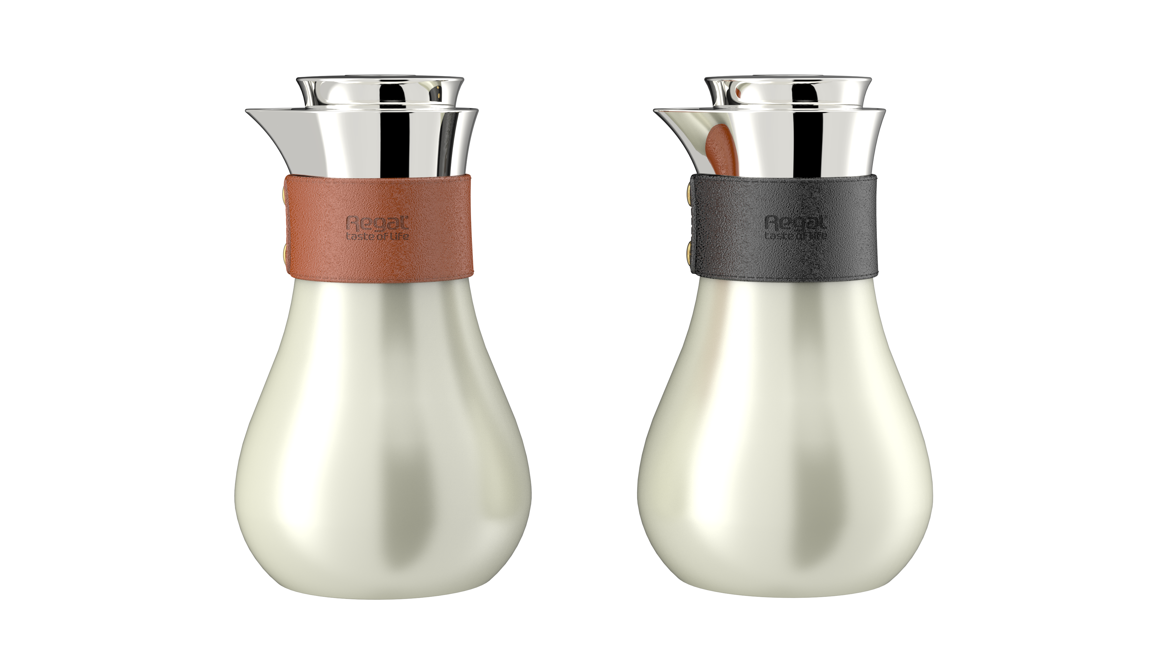 Regal by Ripple TSC09Q-07GS Beige – 0.7L Premium Vacuum Flask | Double-Wall Stainless Steel Body & Liner | Beige Finish with Black/Brown Leather Grip | Elegant Modern Coffee & Tea Jug