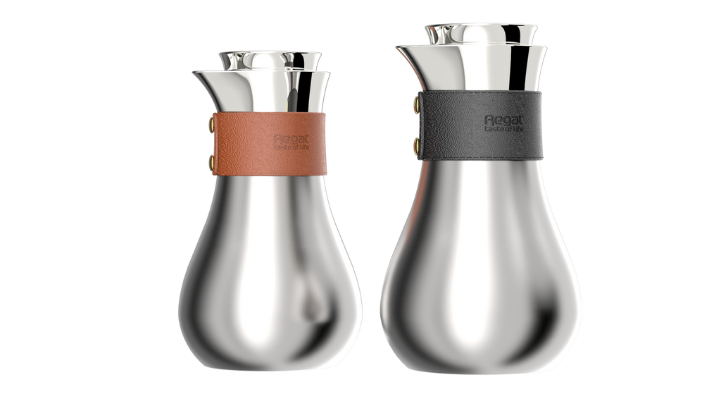 Ripple Regal Insulated Stainless Steel Beverage Jug – 0.7L Double Wall Design with Leather Wrap (Jet Black / Brown or Black)