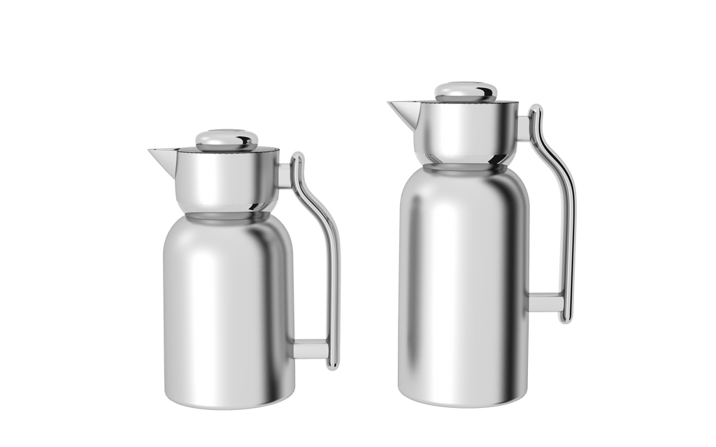 Regal by Ripple 2-Piece Double-Wall Vacuum Flask Set (1.0 L + 1.3 L) – Full Stainless Steel Body & Liner – Matte Silver Finish – Premium Insulated Thermal Jug Set